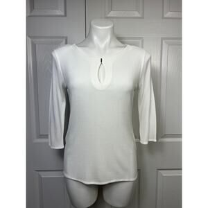 Hugo Boss Women's White 3/4 Sleeve Blouse Top Size Small